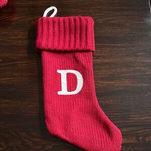 Festive Red Knit Stocking with Initial 'D'